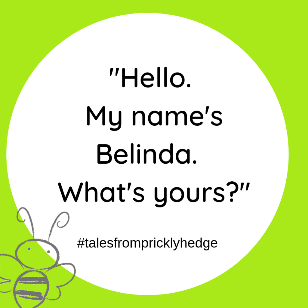 ? ? ? BOOK QUOTES "Hello. My name's Belinda. What's yours?" Who is Belinda talking to? #pricklyhedge #bookquotes #savewildlife