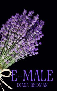 e-male book cover black with bunch of lavender tied with raffia