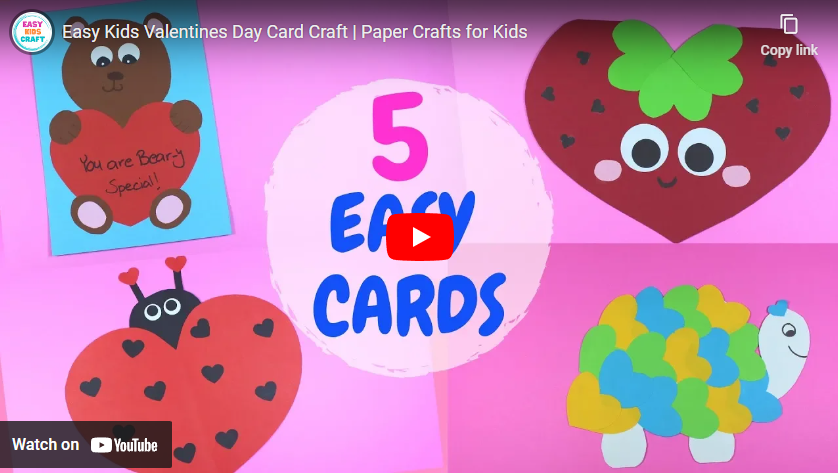 youtube art, pink background, images of craft valentine day cards for kids