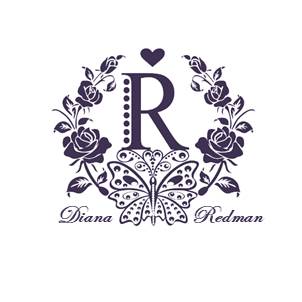 diana redman logo, capital R surrounded by wreath of flowers with name at bottom