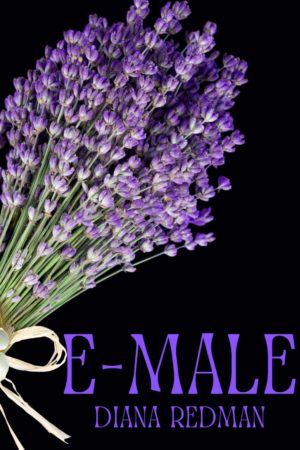 e-male book cover black with bunch of lavender tied with raffia