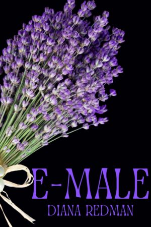 e-male book cover black with bunch of lavender tied with raffia