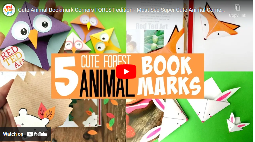 youtube art, paper bookmarks in shapes of animals