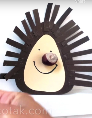 paper craft hedgehog shape with chesnut nose
