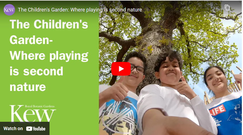 youtube art, children standing beside a tree in kew gardens
