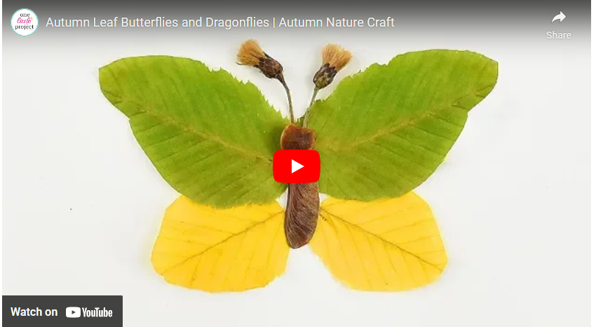 youtube art, butterfly with leaves made of leaves