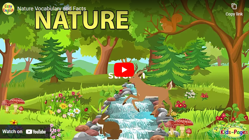 youtube art, cartoon forest with forest animals, flora and fauna