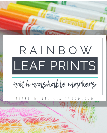 rainbow leaf prints label