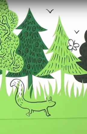 youtube artwork green trees and squirrel