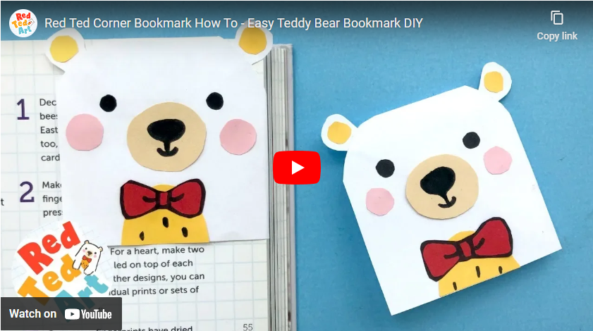 youtube art craft showing teddy bookmarks made from paper