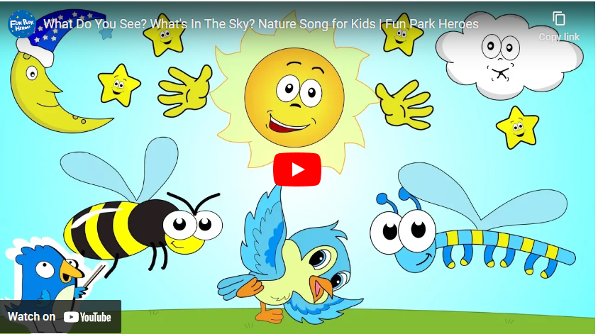 youtube art, cartoon characters, sun bird, insects, clouds